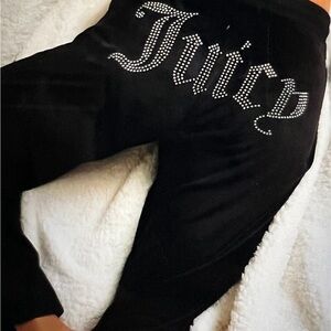 👑 Juicy Couture Black Velour Jogger Pants — Size M | Luxury Lounge McBling Y2K